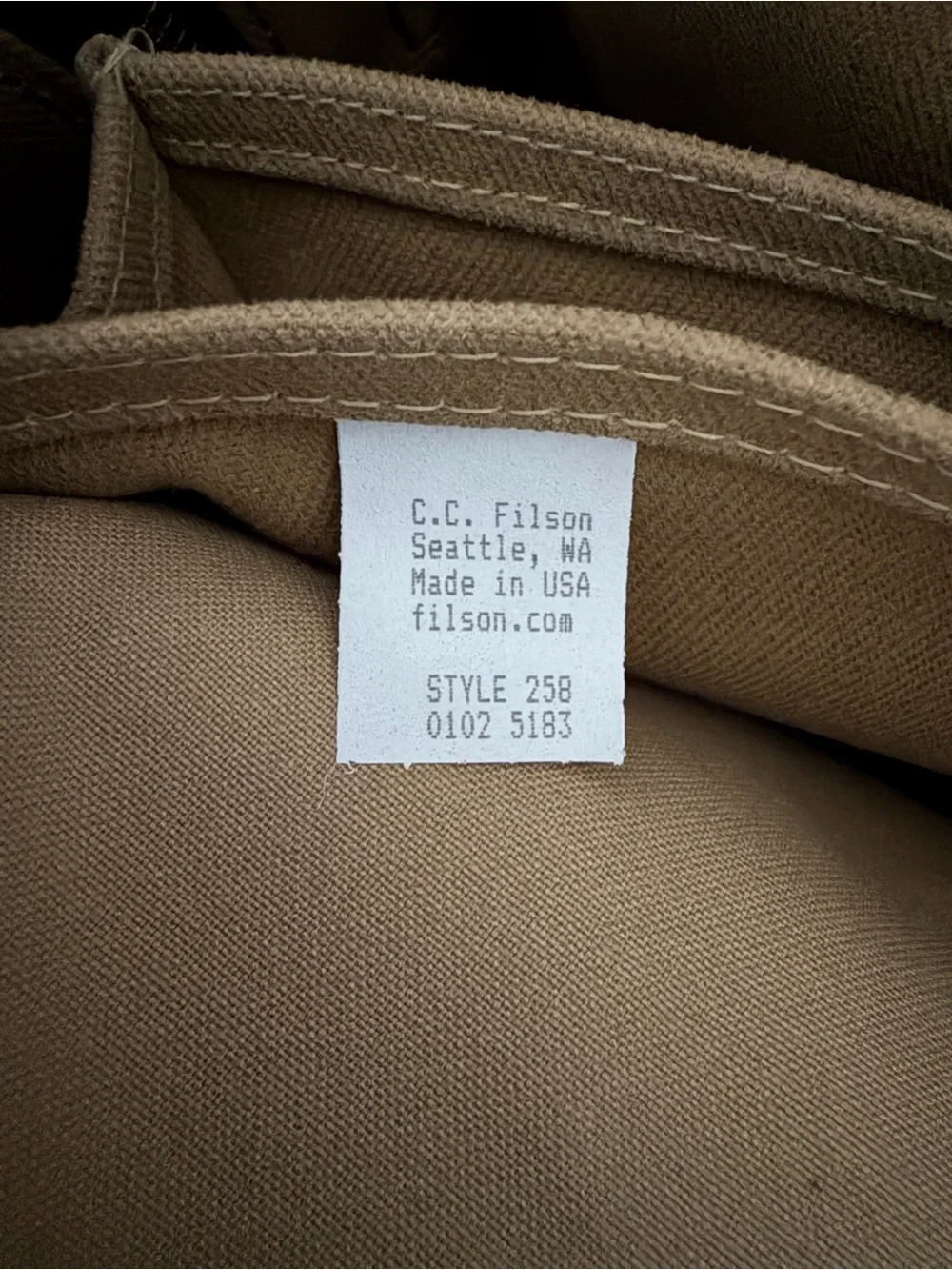Filson Padded Computer Bag Model 258 Tan